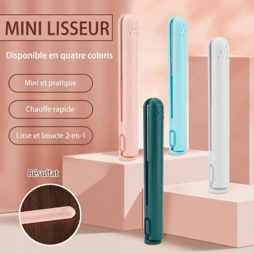 Mini lisseur cheveux sans fil USB – disponible en quatre coloris