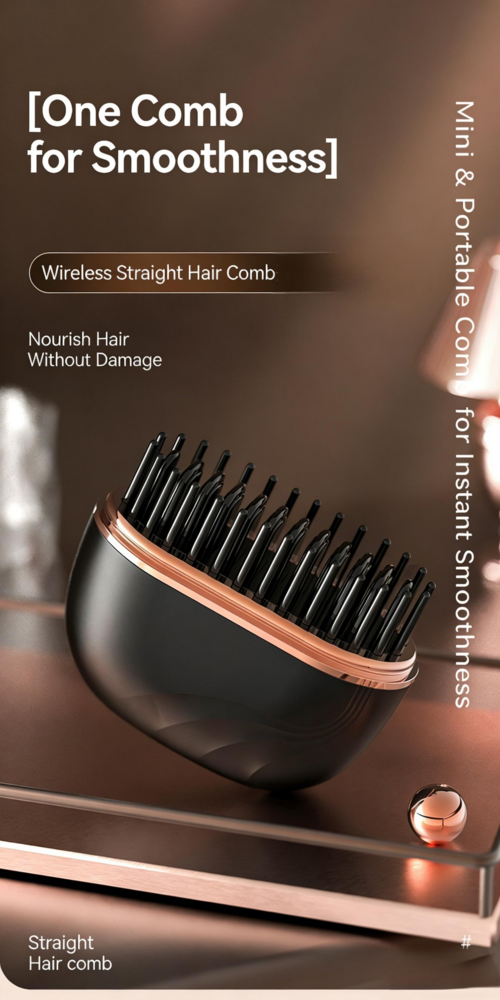 Brosse Lissante Sans Fil 2-en-1 — Lissage & Boucles, Chauffe en 30s