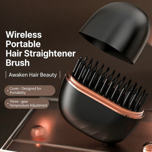 Brosse Lissante Sans Fil 2-en-1 — Lissage & Boucles, Chauffe en 30s