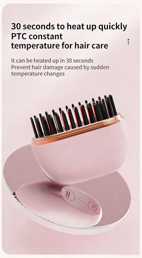 Brosse Lissante Sans Fil 2-en-1 — Lissage & Boucles, Chauffe en 30s