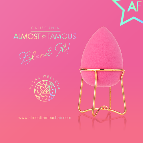 Éponge de Maquillage & Support Or Rosé — Design Spirale, Rangement Chic