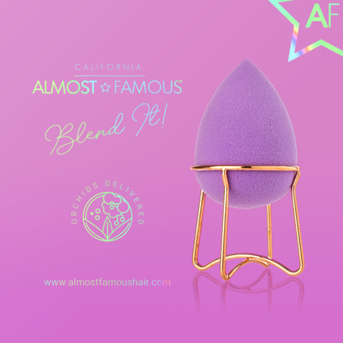 Éponge de Maquillage & Support Or Rosé — Design Spirale, Rangement Chic